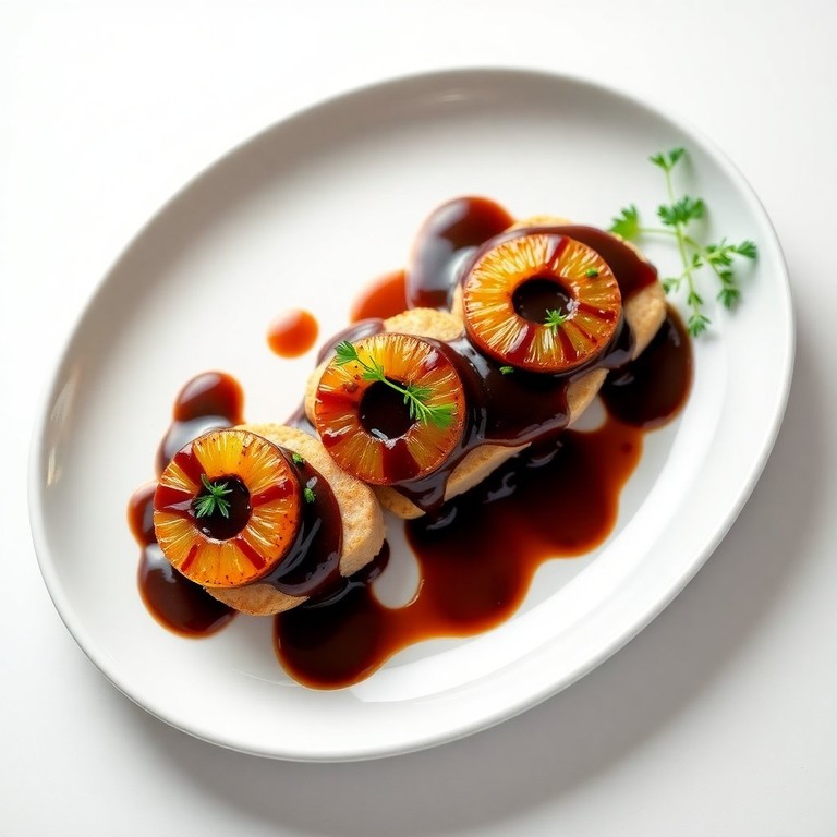 Médaillons de Veau au Chocolat Noir et Ananas Rôti