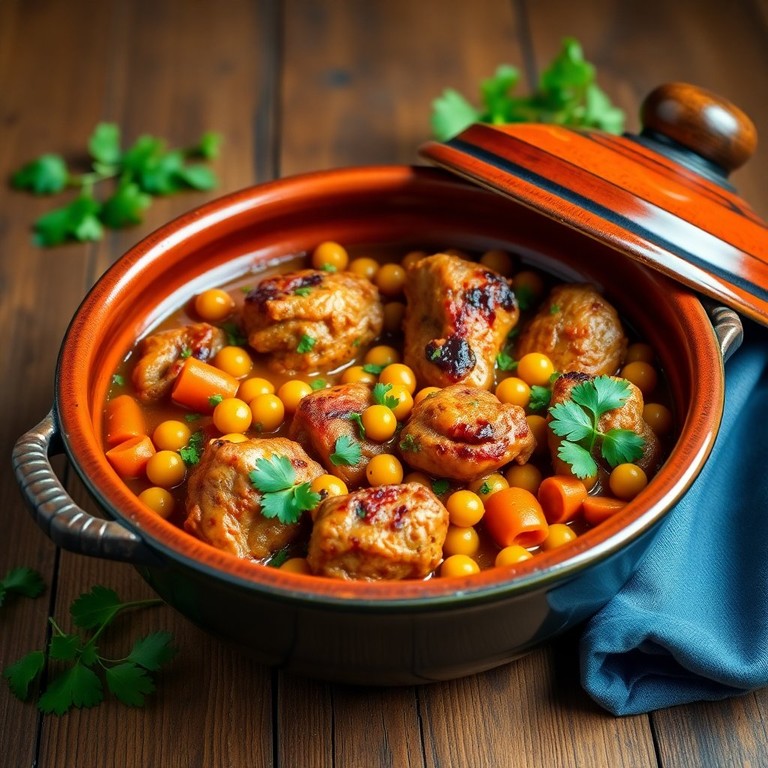 Tajine de Hauts de Cuisses de Poulet aux Pois Chiches et Carottes