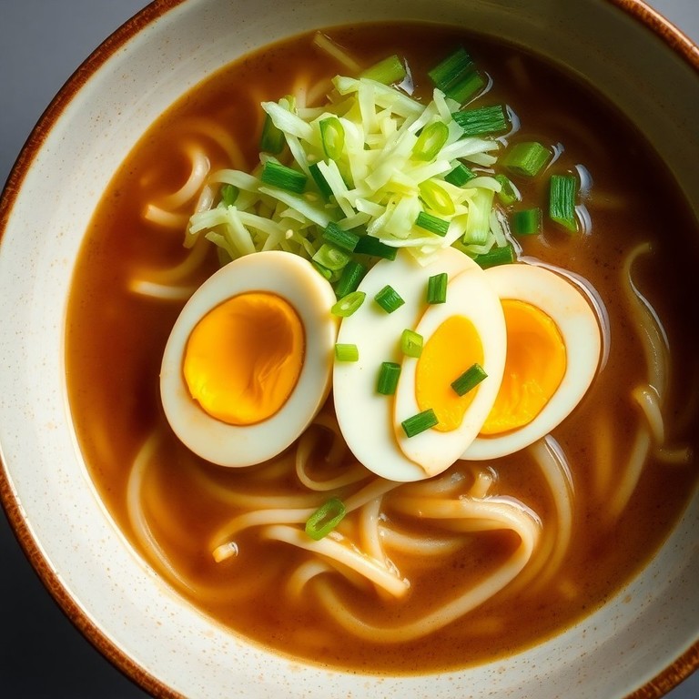 Bouillon de Ramen aux Choux Verts et Œufs