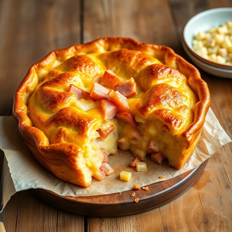 Torta Salgada de Presunto e Queijo com Cebola Dourada