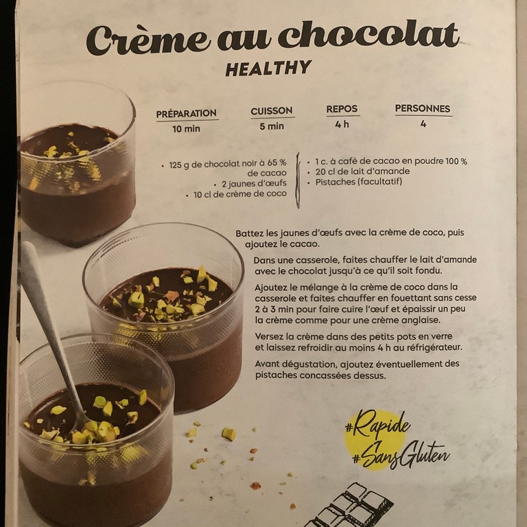 Crème au chocolat healthy