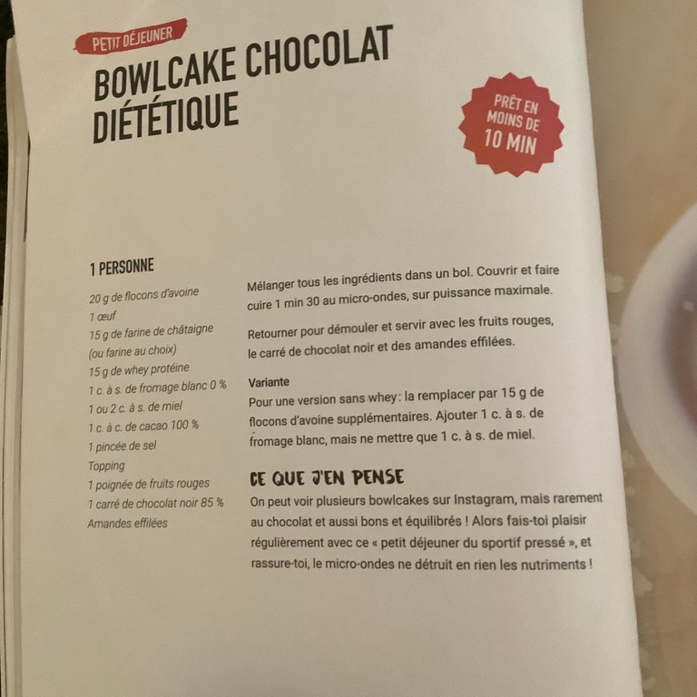 Bowlcake Chocolat Diététique