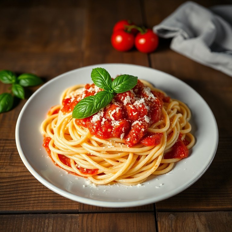 Легкая паста с томатным соусом и свежими травами