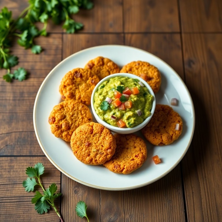 Galletas de Garbanzos con Guacamole de Cilantro