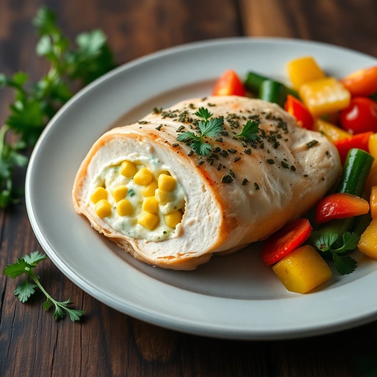 Peito de Frango Recheado com Milho e Salsa