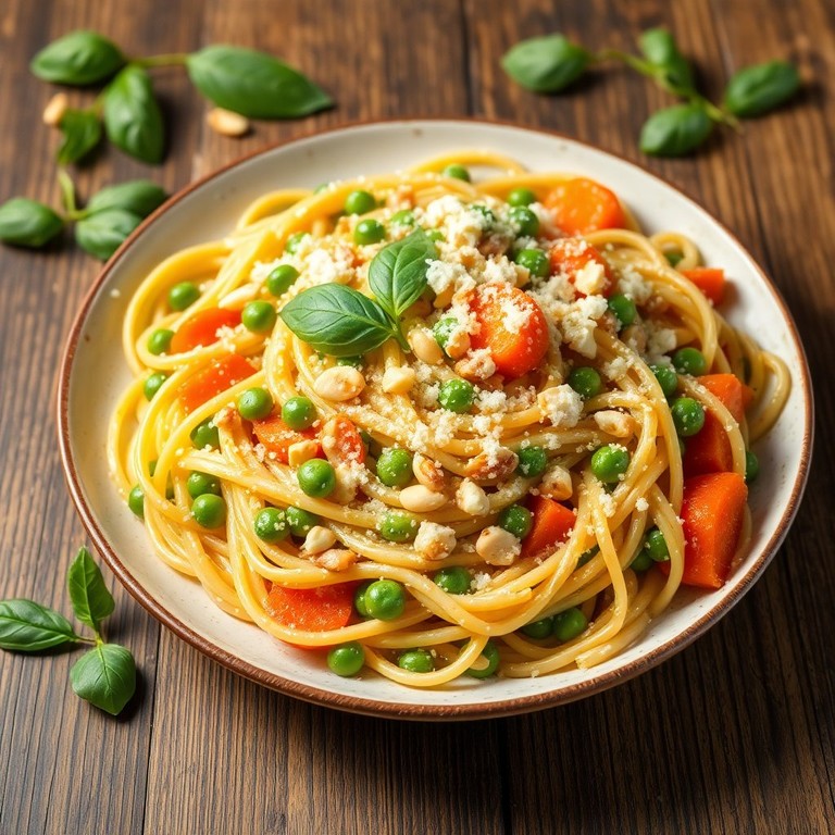Spaghetti Primavera aux Pignons et Parmesan