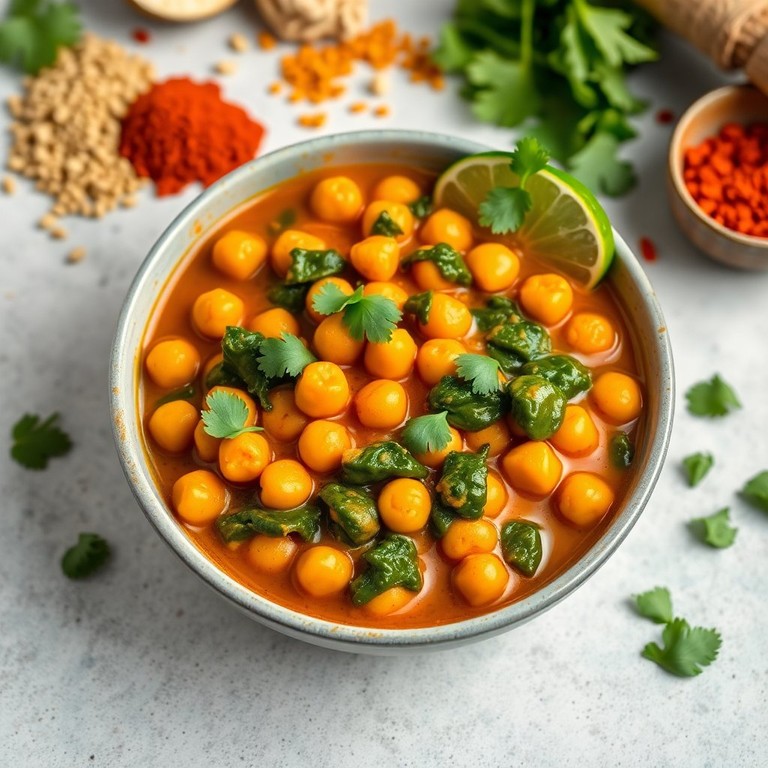 Kichererbsen-Curry mit Spinat und Kokosmilch