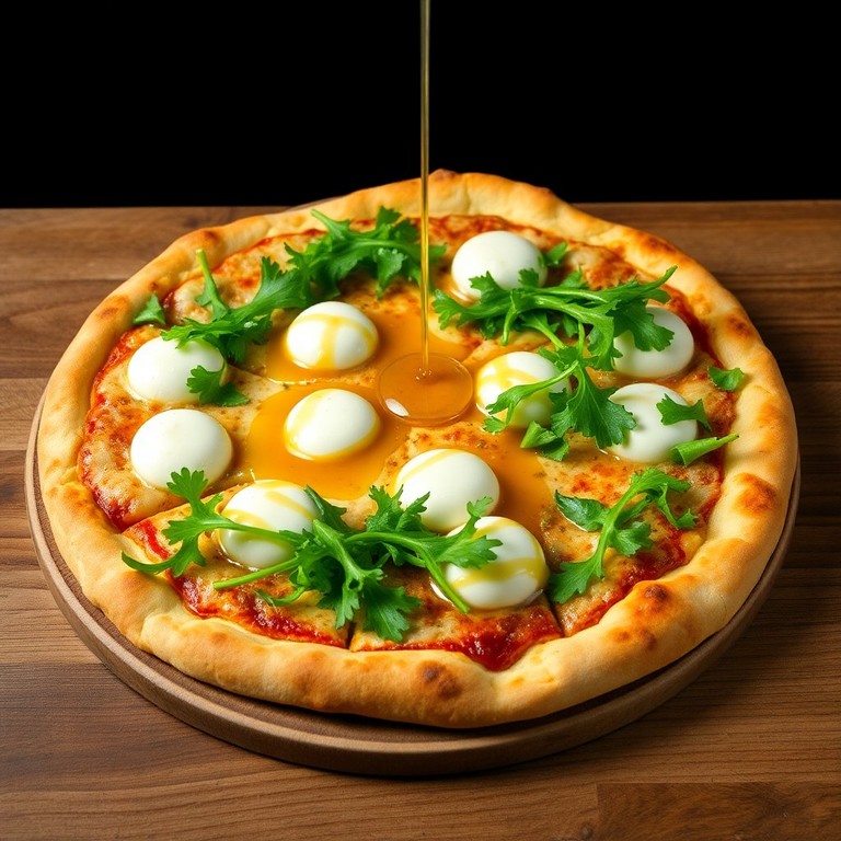 Pizza de Queijo Coalho e Mel com Rúcula