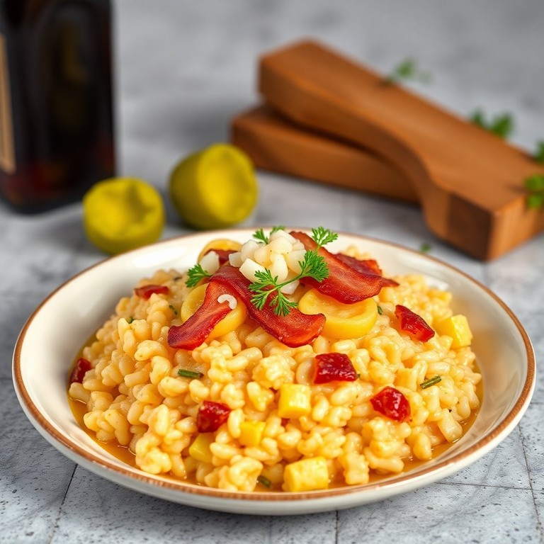 Risoto Cremoso de Bacon e Cogumelos