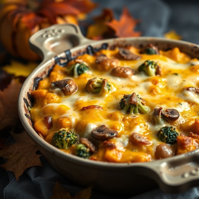 Gratin de Potimarron aux Brocolis et Champignons Crémeux