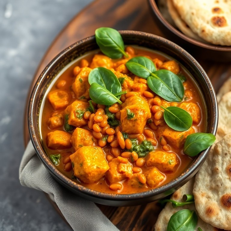 Curry de Potimarron, Épinards et Lentilles Corail
