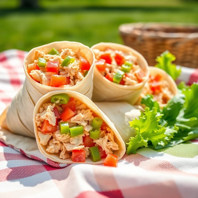 Wraps de Pollo, Tomate y Morrón Verde