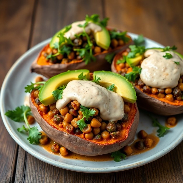 Patates Douces Farcies aux Lentilles et Tahini