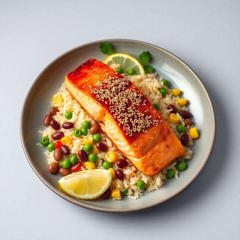 Honig-Lachs mit Sesamkruste und aromatischem Reis