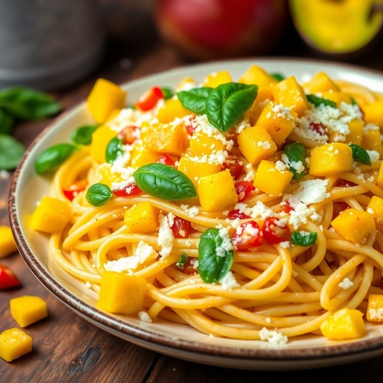 Macarrão Tropical com Manga e Parmesão