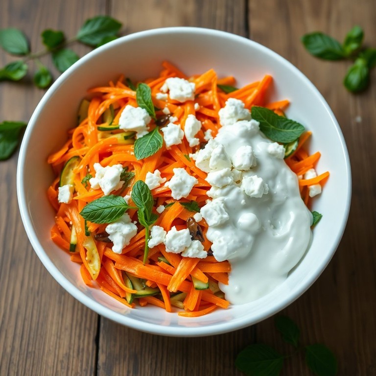 Salade Croquante de Carottes et Courgettes avec Vinaigrette au Yaourt Grec