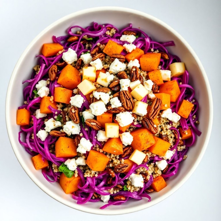 Salade Croquante de Chou Rouge et Quinoa avec Fêta et Butternut Rôtie
