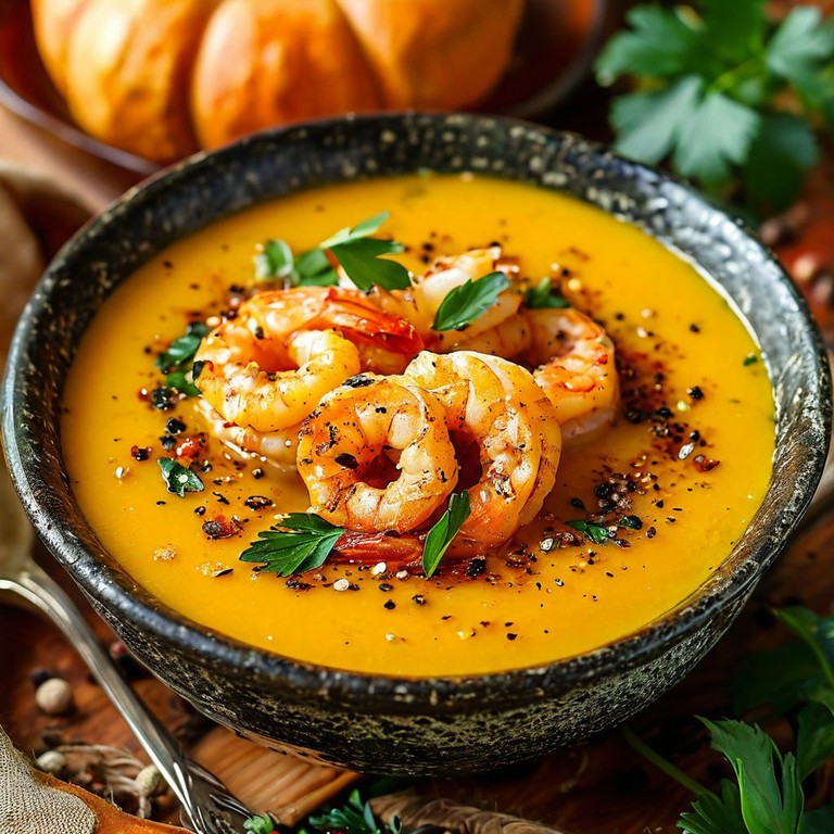 Тыквенный суп-пюре с креветками