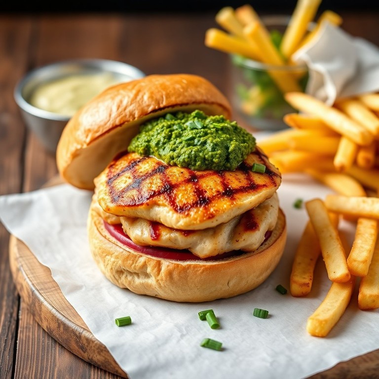 Geroosterde Kipburger met Broccoli Pesto