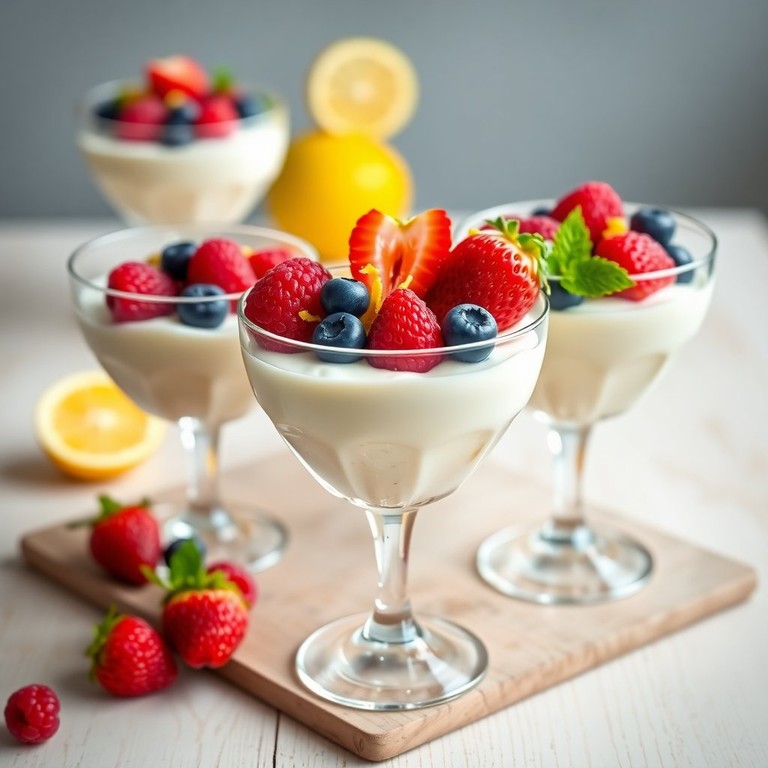 Творожный мусс с лимоном и свежими ягодами