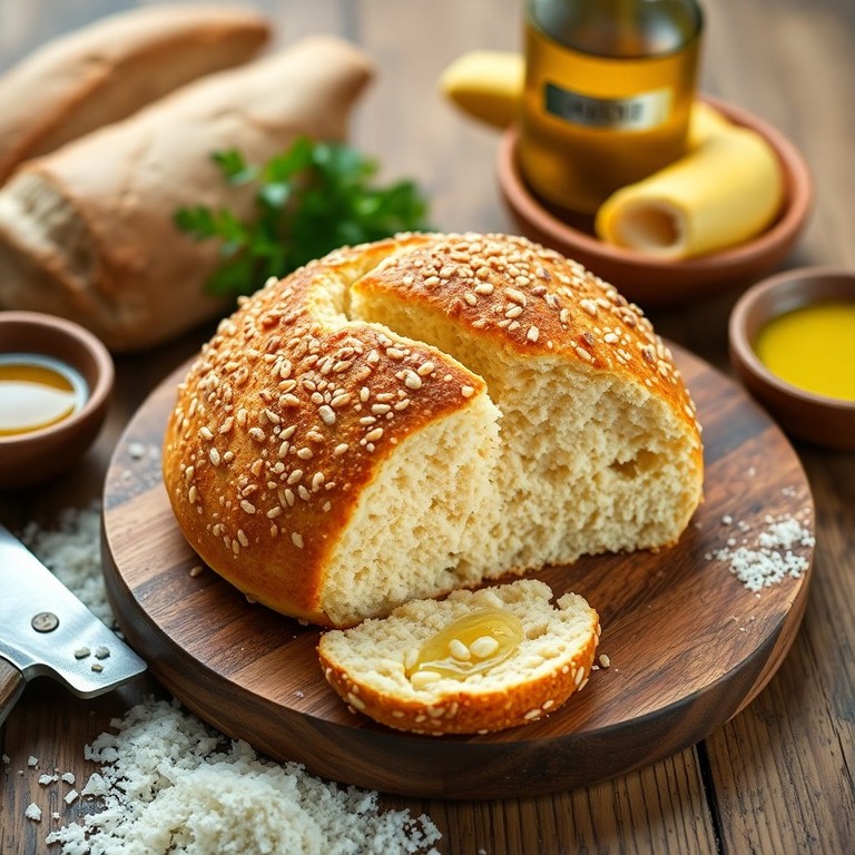 Pão Caseiro de Farinha de Trigo com Crosta Dourada