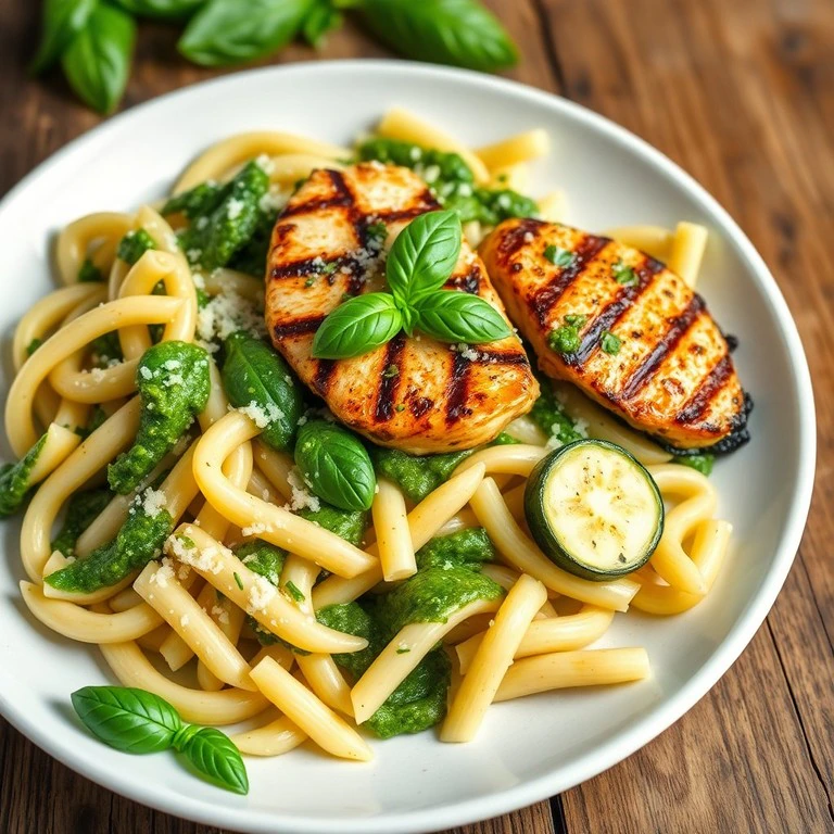 Penne Complète au Poulet et Pesto de Basilic