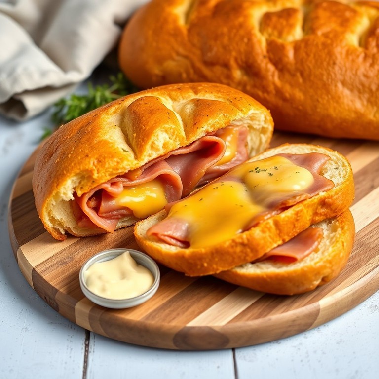 Goudbruin Ham-Kaasbrood met Kruidenboter
