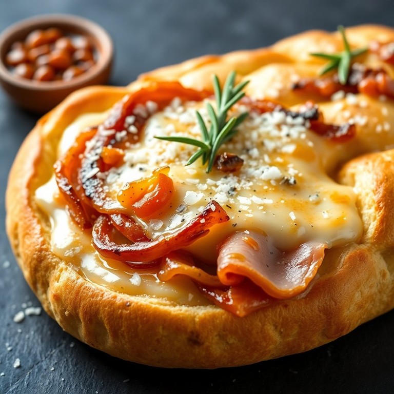 Zacht Kaas-Uien-Ham Focaccia