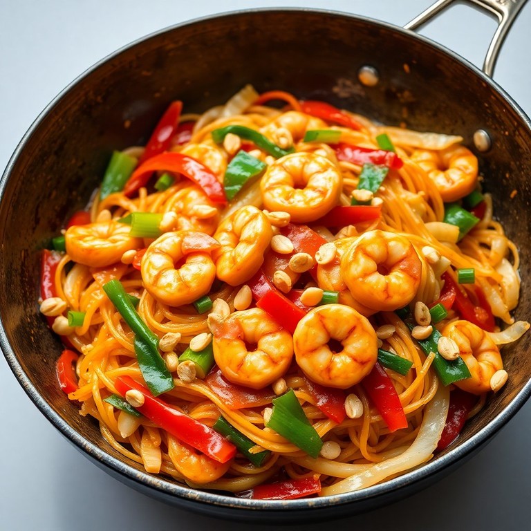 Wok de Crevettes aux Nouilles et Sauce Soja