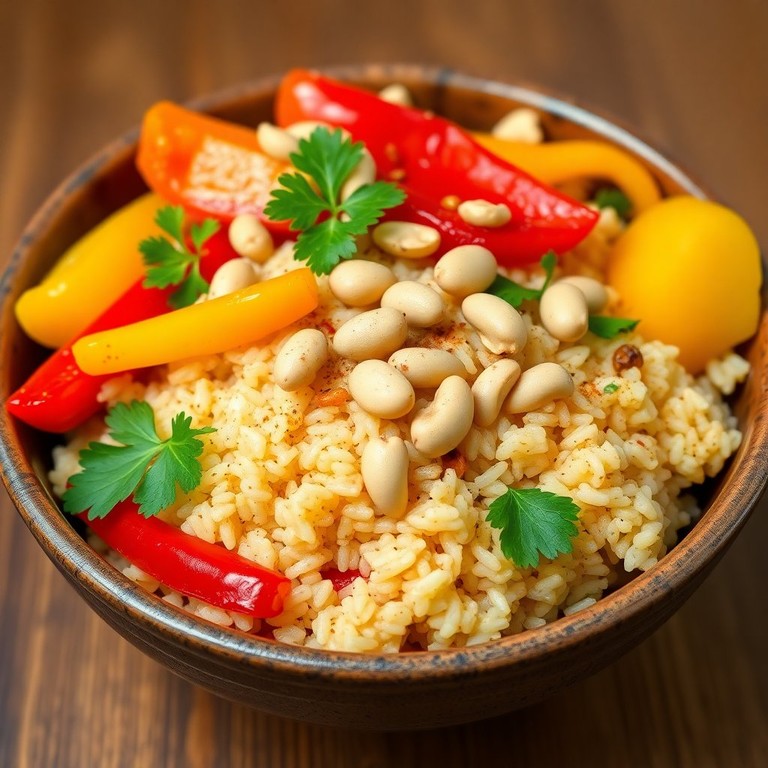 Riz Complet Sauté aux Poivrons Colorés