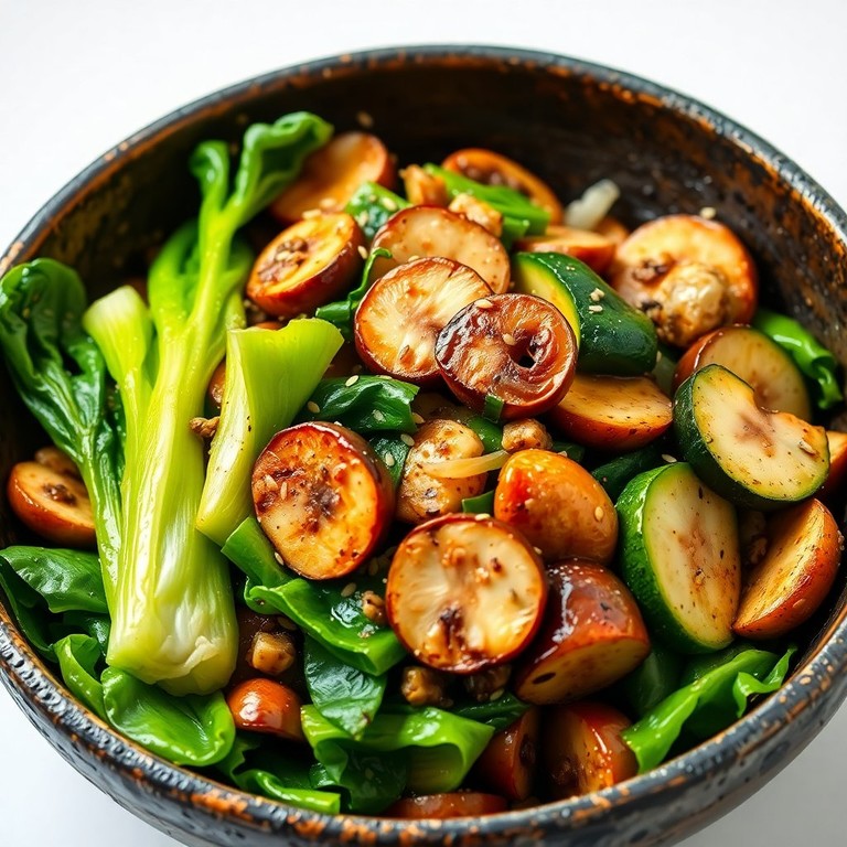 Bunte Pak Choi Gemüsepfanne mit aromatischen Gewürzen