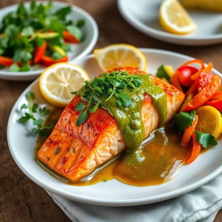 Salmón Glaseado con Salsa de Matcha y Miel