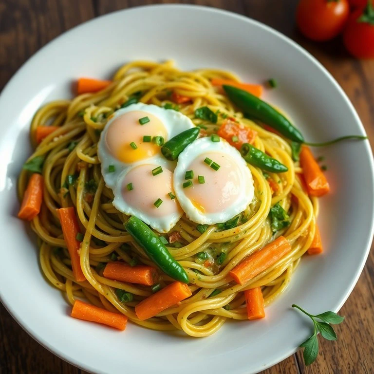 Pasta Verde con Huevos y Zanahorias - Mr. Cook