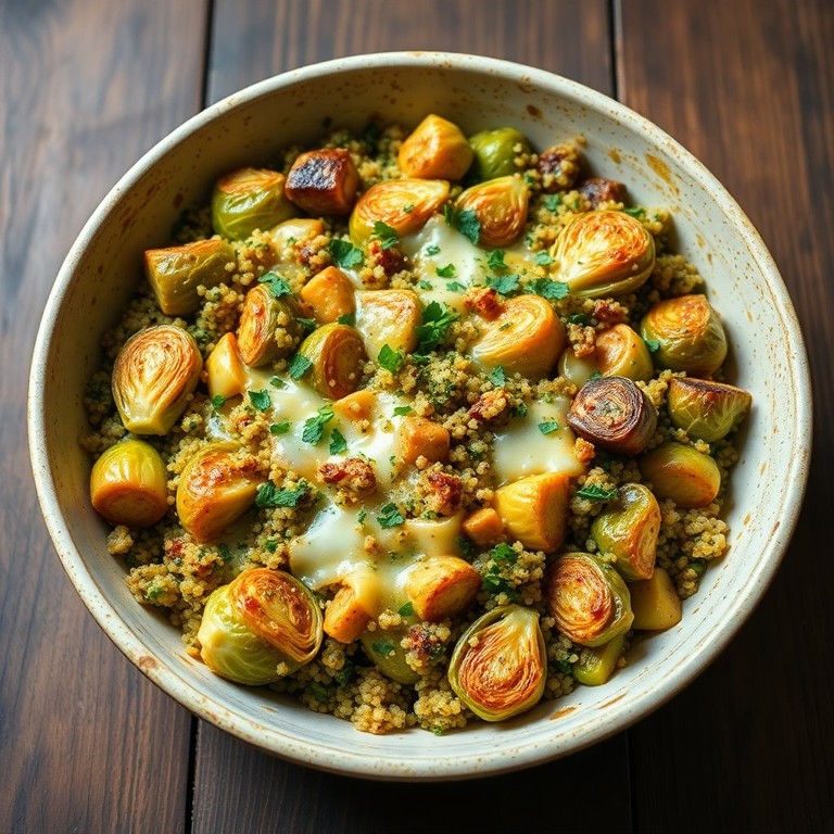 Vegetarischer Rosenkohl Auflauf mit Quinoa