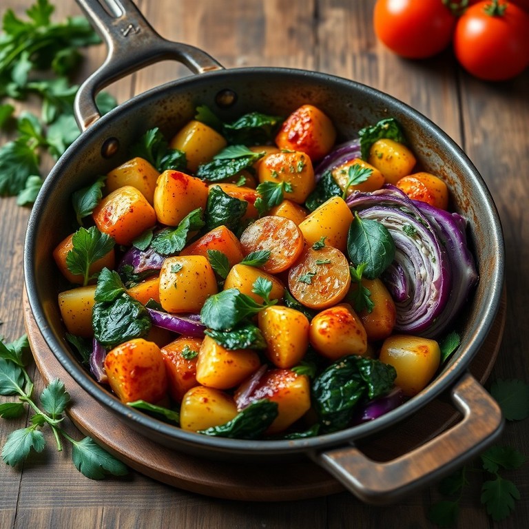 Spinat-Kartoffel-Spitzkohl-Pfanne