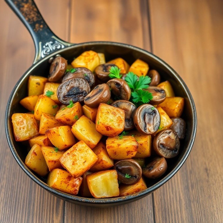 Krustige Kartoffel-Pilz-Pfanne