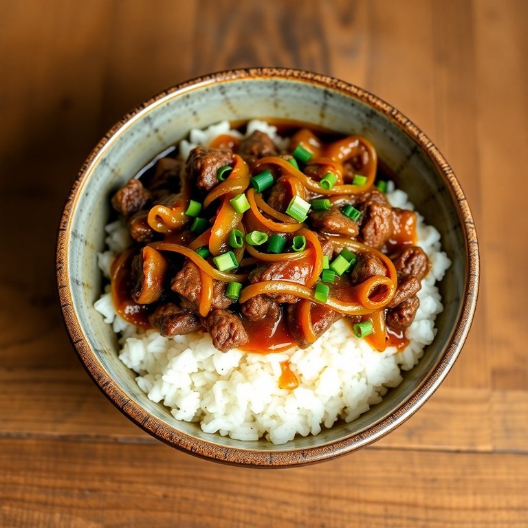 Bols de Steak Haché au Mirin et Oignons Caramélisés