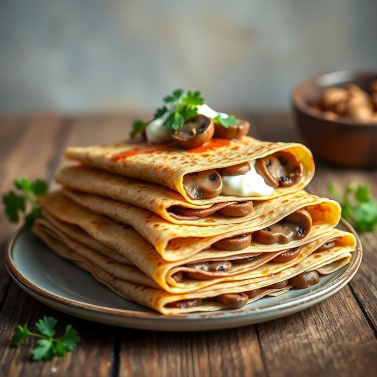 Crêpes Farcies aux Champignons et Crème