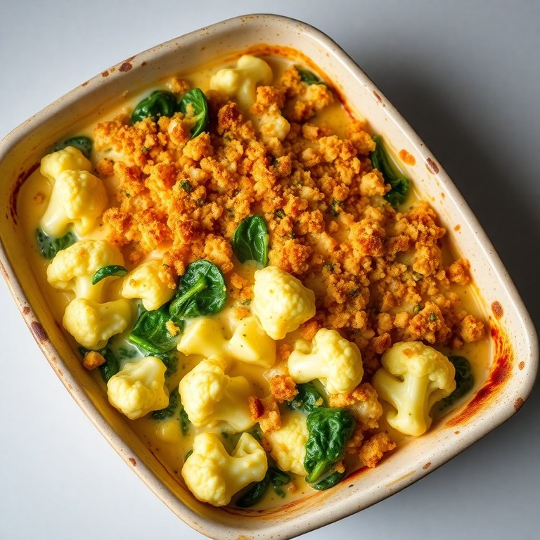 Savory Cauliflower and Spinach Gratin