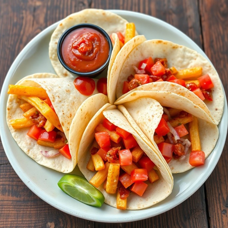 Tortillas Garnies aux Oignons et Tomates avec Sauce Barbecue