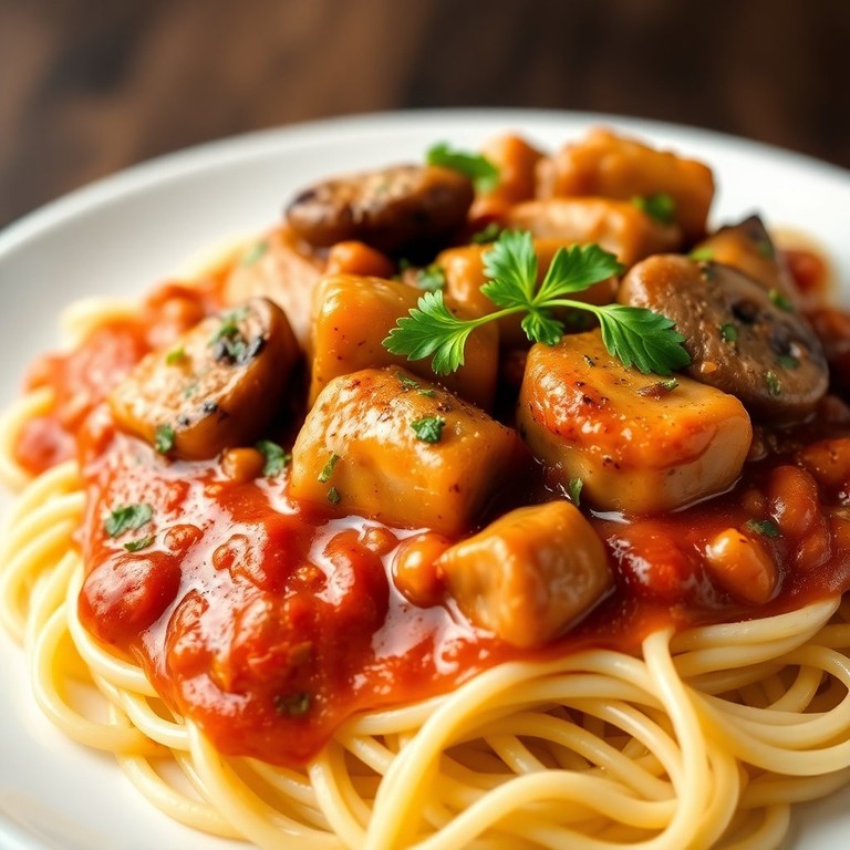 Veau Sauté aux Champignons et Sauce Tomate
