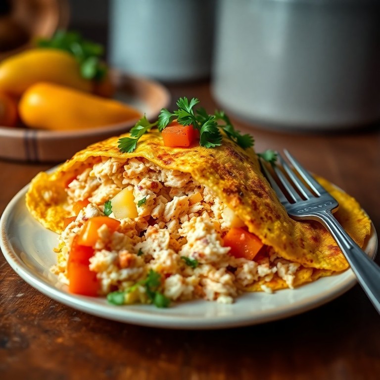 Omelete de Frango com Batata e Batata Doce