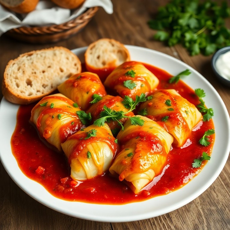 Sarmas – Gefüllte Kohlrouladen in aromatischer Tomatensauce