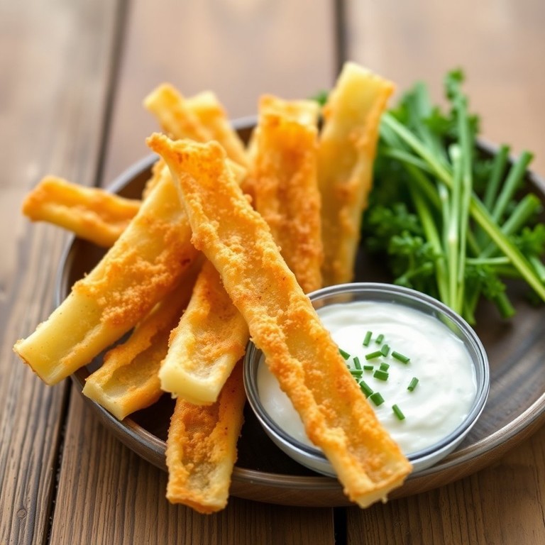 Knusprige Kohlrabi-Stäbchen mit Dip