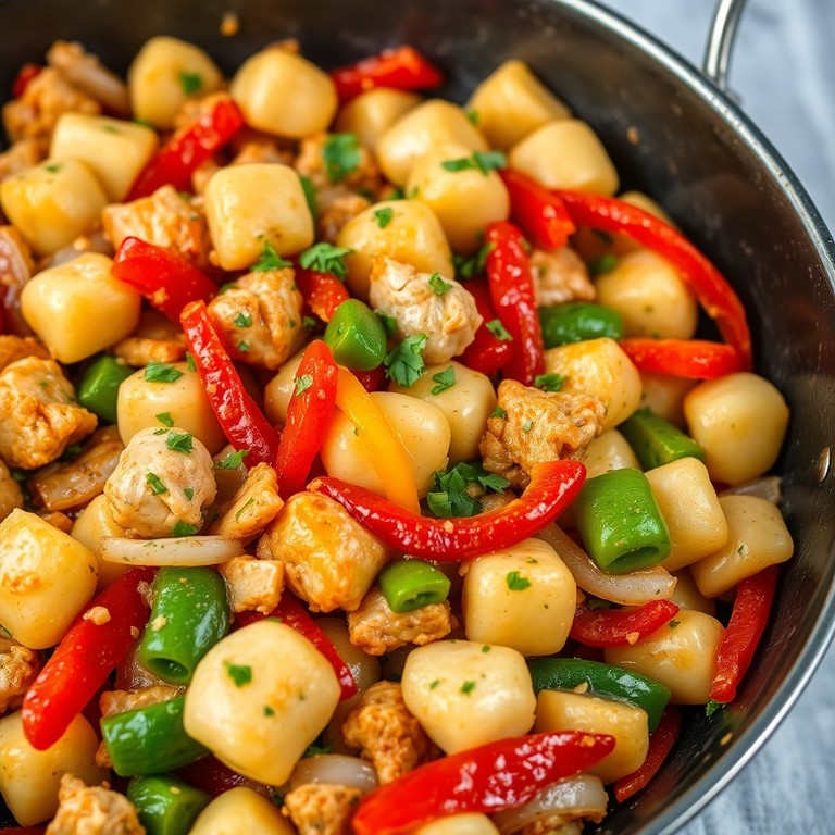 Salteado de Pollo con Verduras y Gnocchis