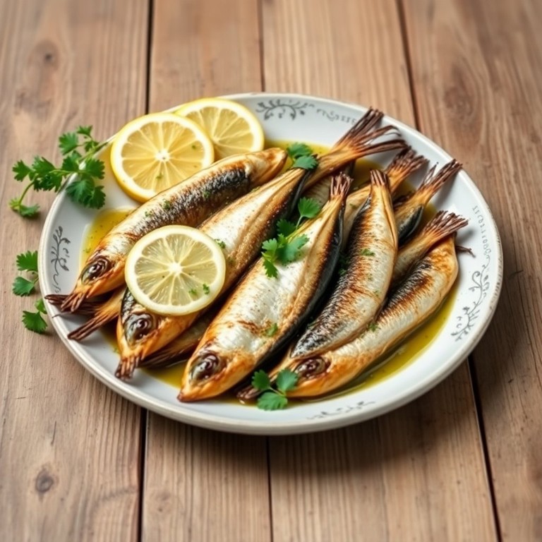 Ароматные запеченные анчоусы с лимоном
