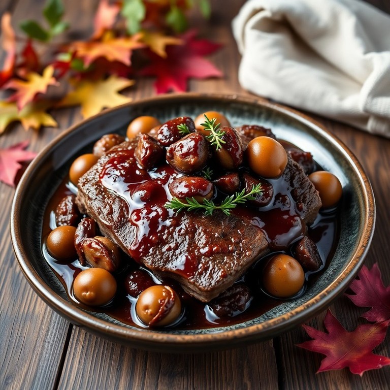 Steak de Marrons Sauté avec Sauce au Vin Rouge