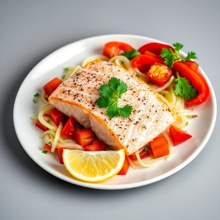 Gebackener Lachs auf Fenchel-Paprika-Salat