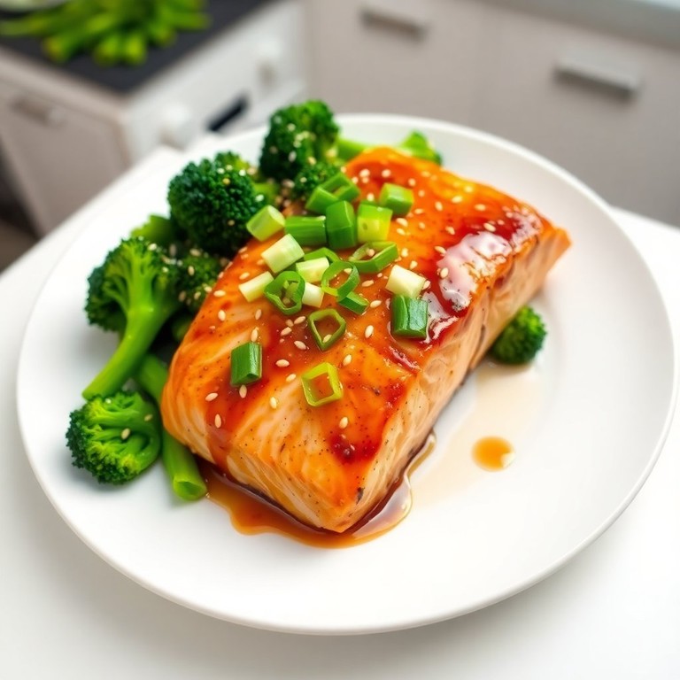 Teriyaki-Lachs mit gebratenem Brokkoli und Sesam