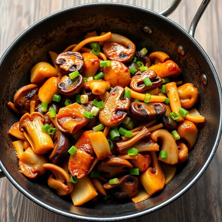 Chinesische Pilz-Bambuspfanne mit Ingwer und Knoblauch